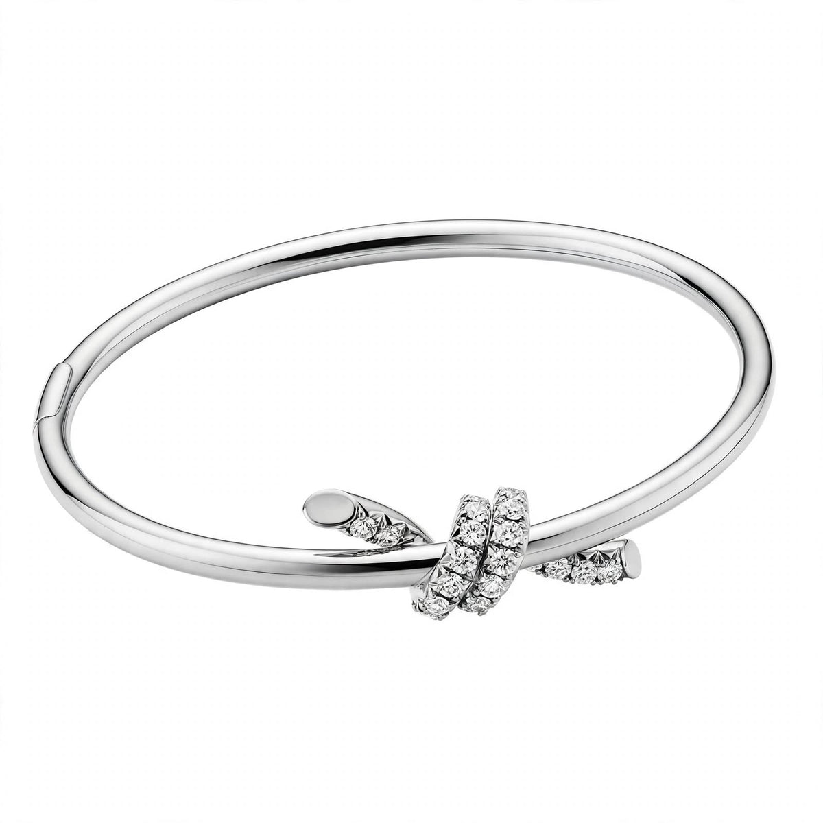 14K Gold Pavé Diamond Love Knot Bangle