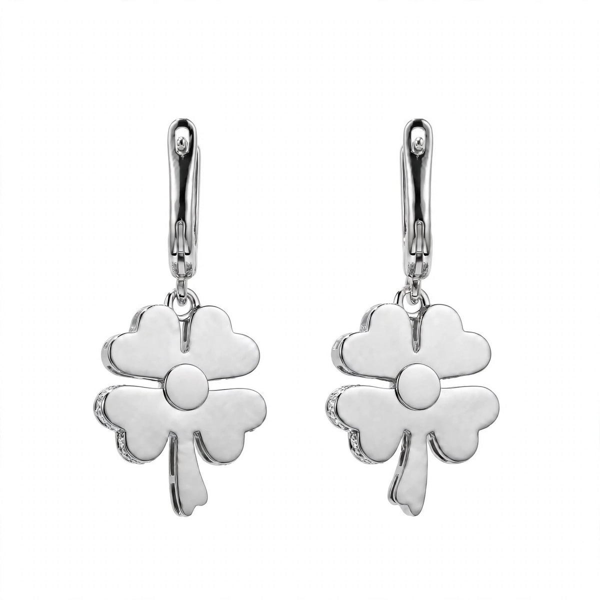 18K Yellow Gold Four-Leaf Clover Drop Earrings