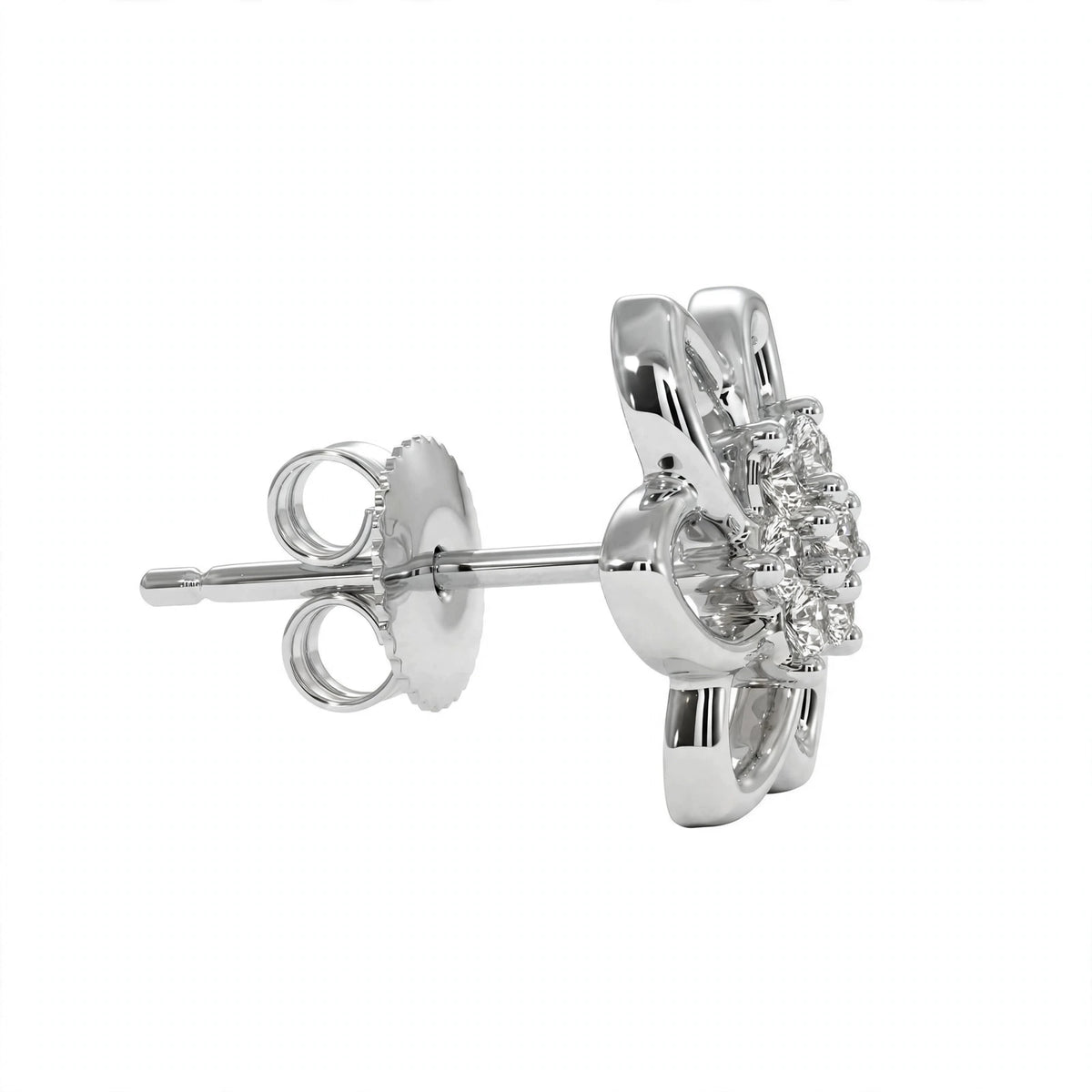 Yellow Gold Floral Cluster Diamond Stud Earrings