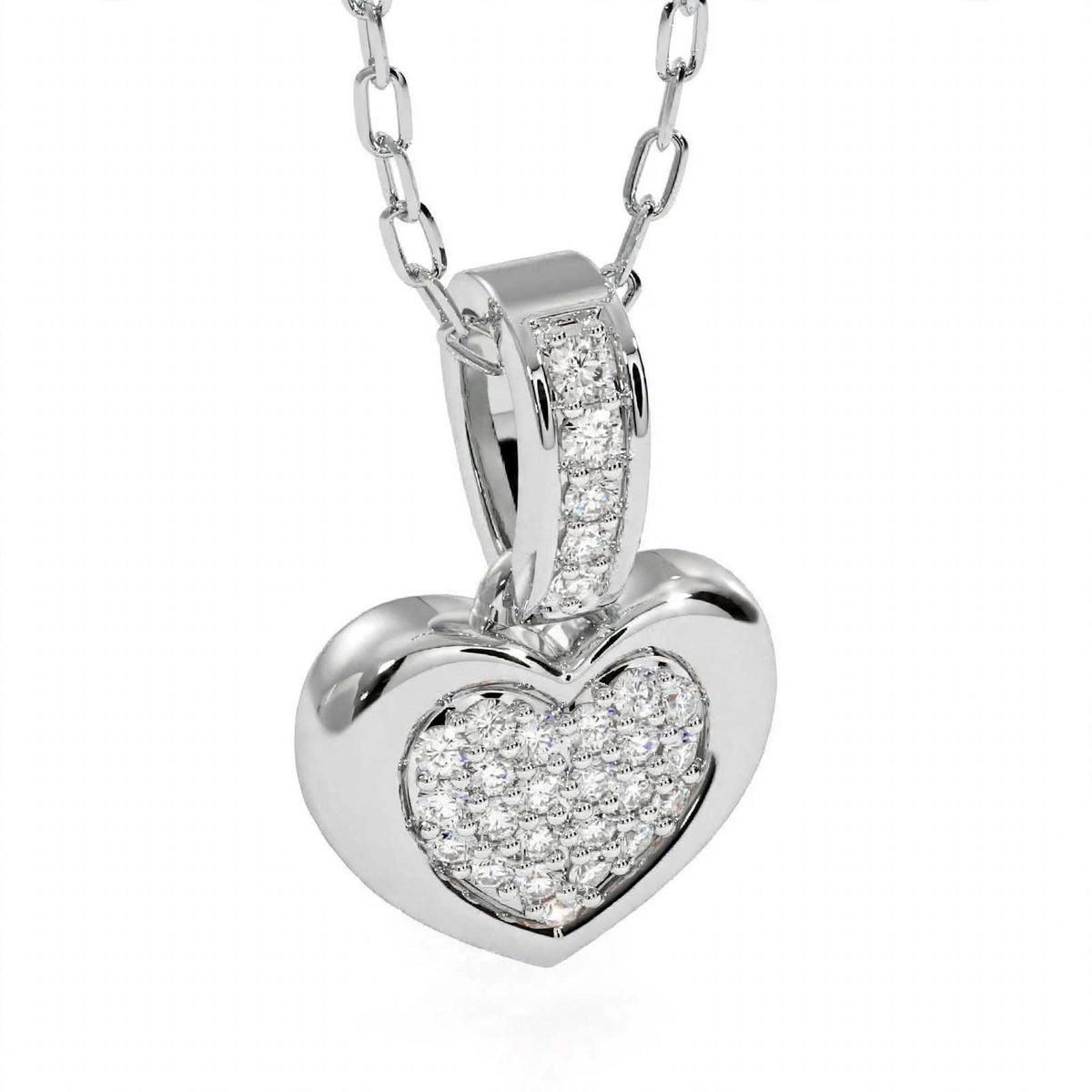 14K Yellow Gold Pavé Diamond Heart Pendant Necklace