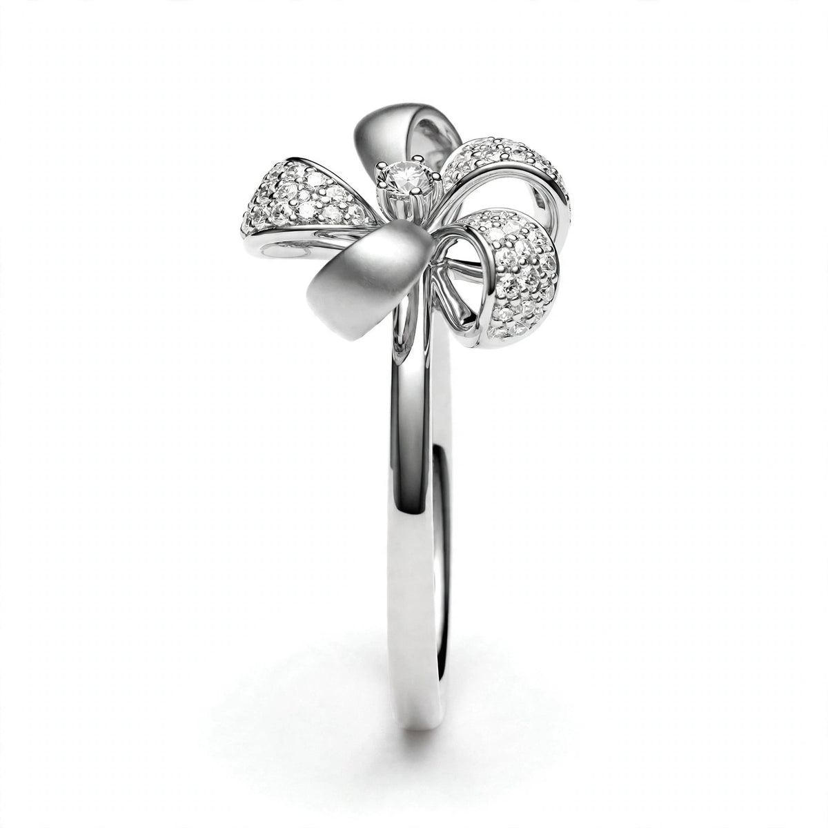 Elegant Rose Gold Flower Bow Ring with Pavé Cluster Diamonds – Fine Statement Jewelry