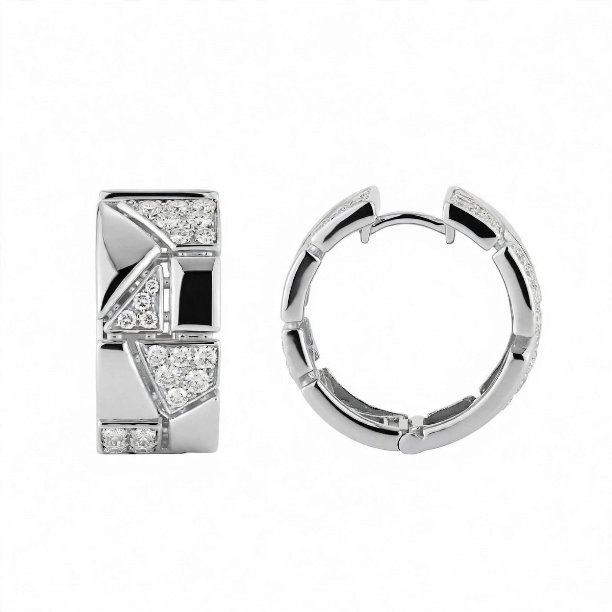 18K Yellow Gold Jigsaw Geometric Hoop Earrings