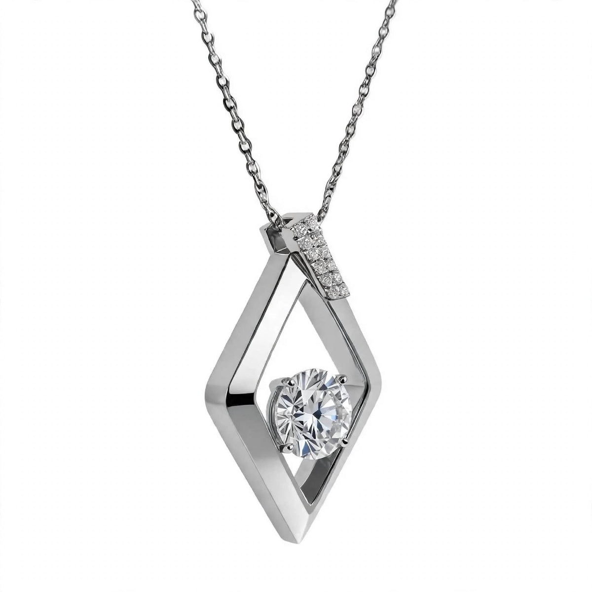 14K Yellow Gold Geometric Rhombus Solitaire Pendant