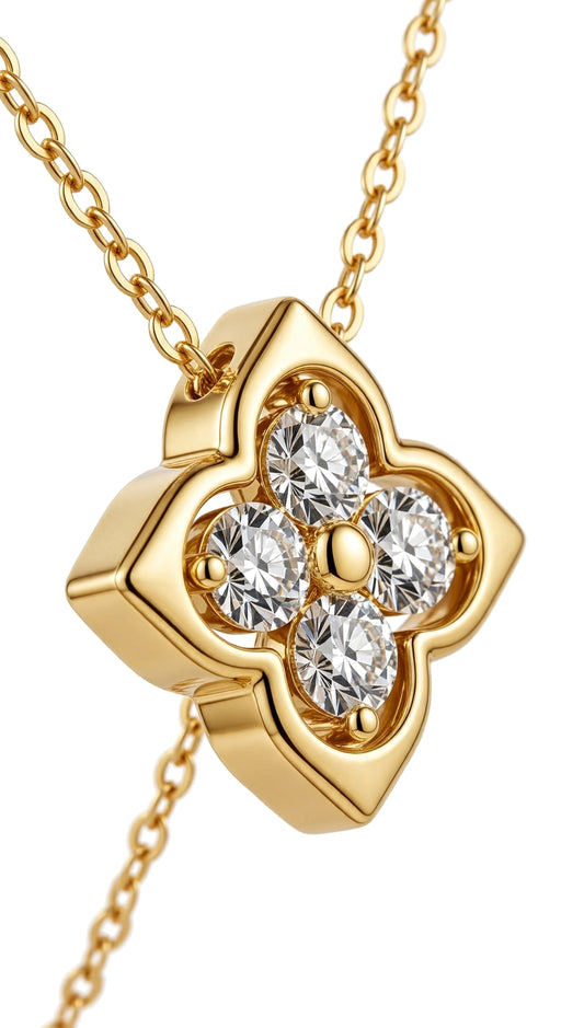 Four-Leaf Clover Diamond Pendant Necklace.