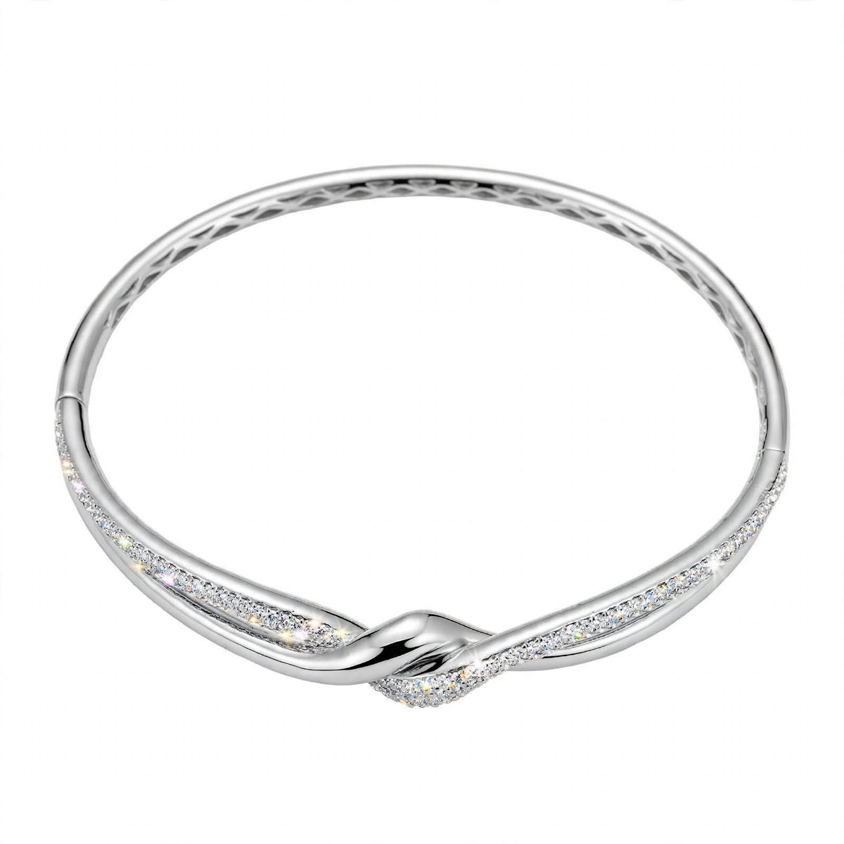 18K Rose Gold Interlocking Infinity Knot Diamond Bangle Bracelet