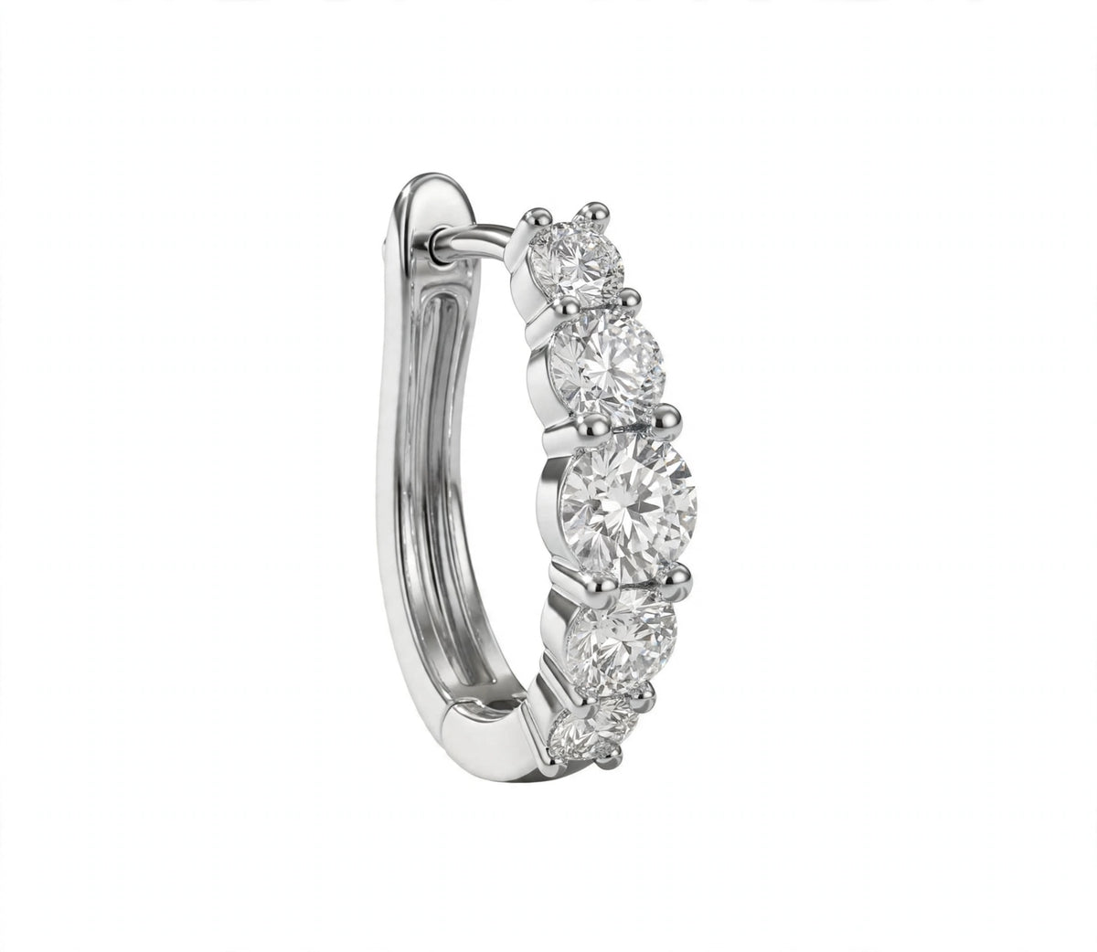 14K Yellow Gold Graduated Diamond Hoop Earrings
