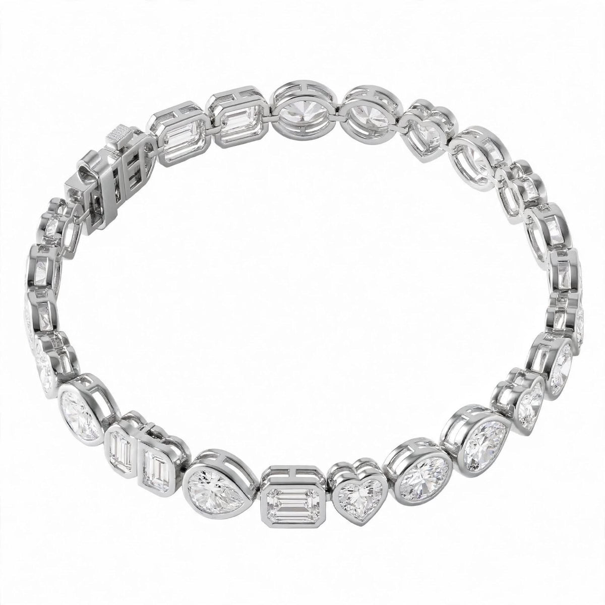 14K Yellow Gold Multi-Shape Bezel-Set Diamond Tennis Bracelet