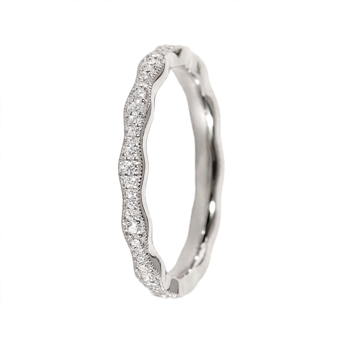 18K Rose Gold Pavé Wave Anniversary Band