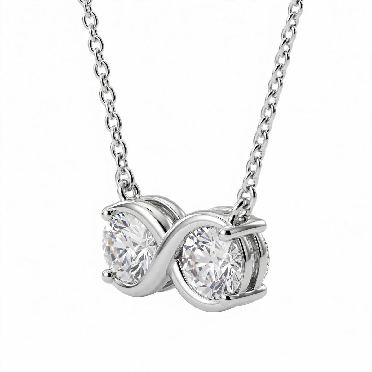 14K Yellow Gold Double Diamond Infinity Pendant Necklace