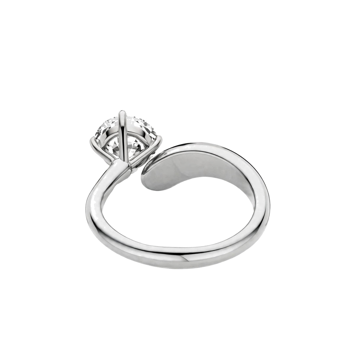 14K Yellow Gold Bypass Solitaire Engagement Ring.