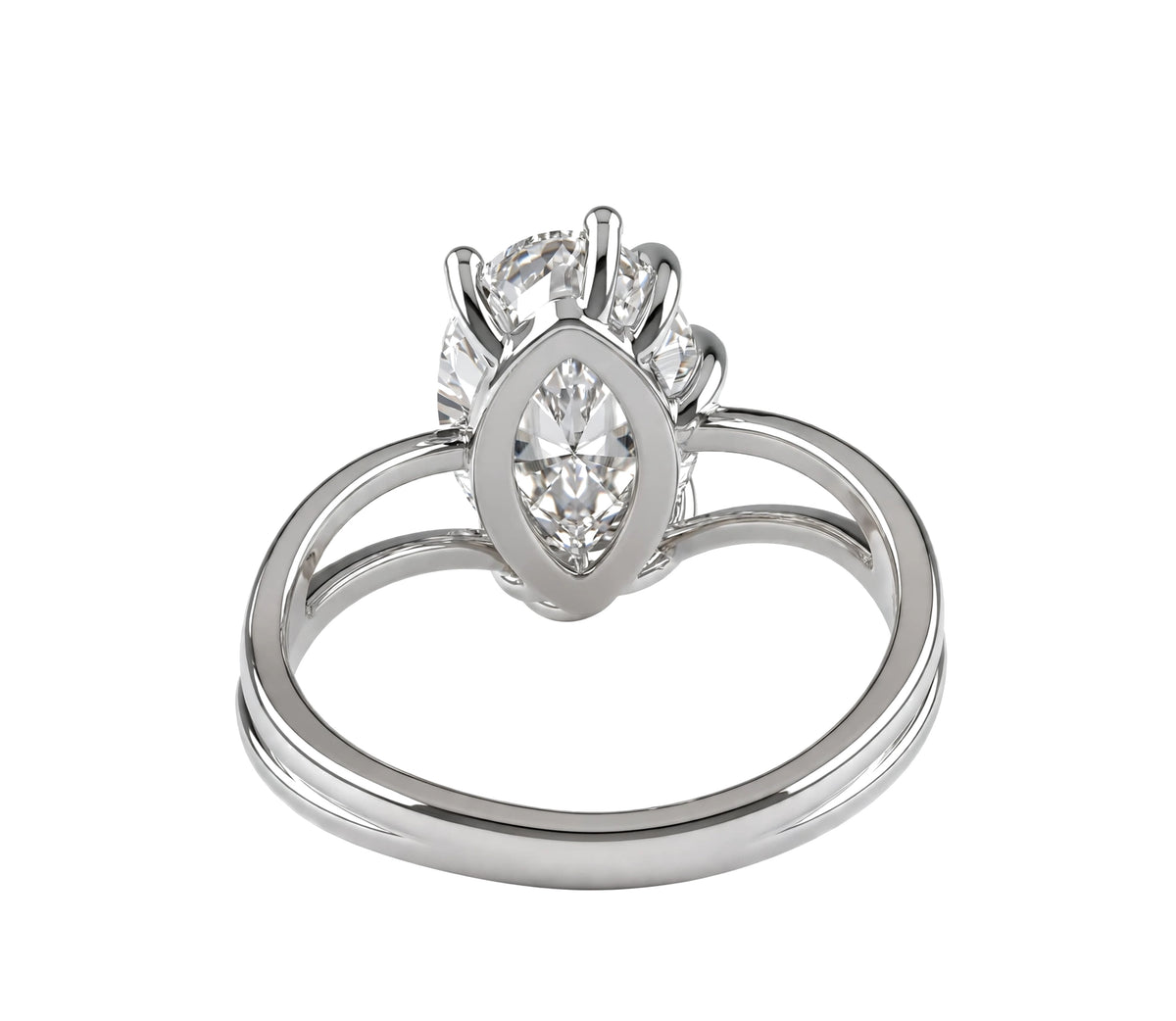 14K Yellow Gold Contemporary Split Shank Ring.