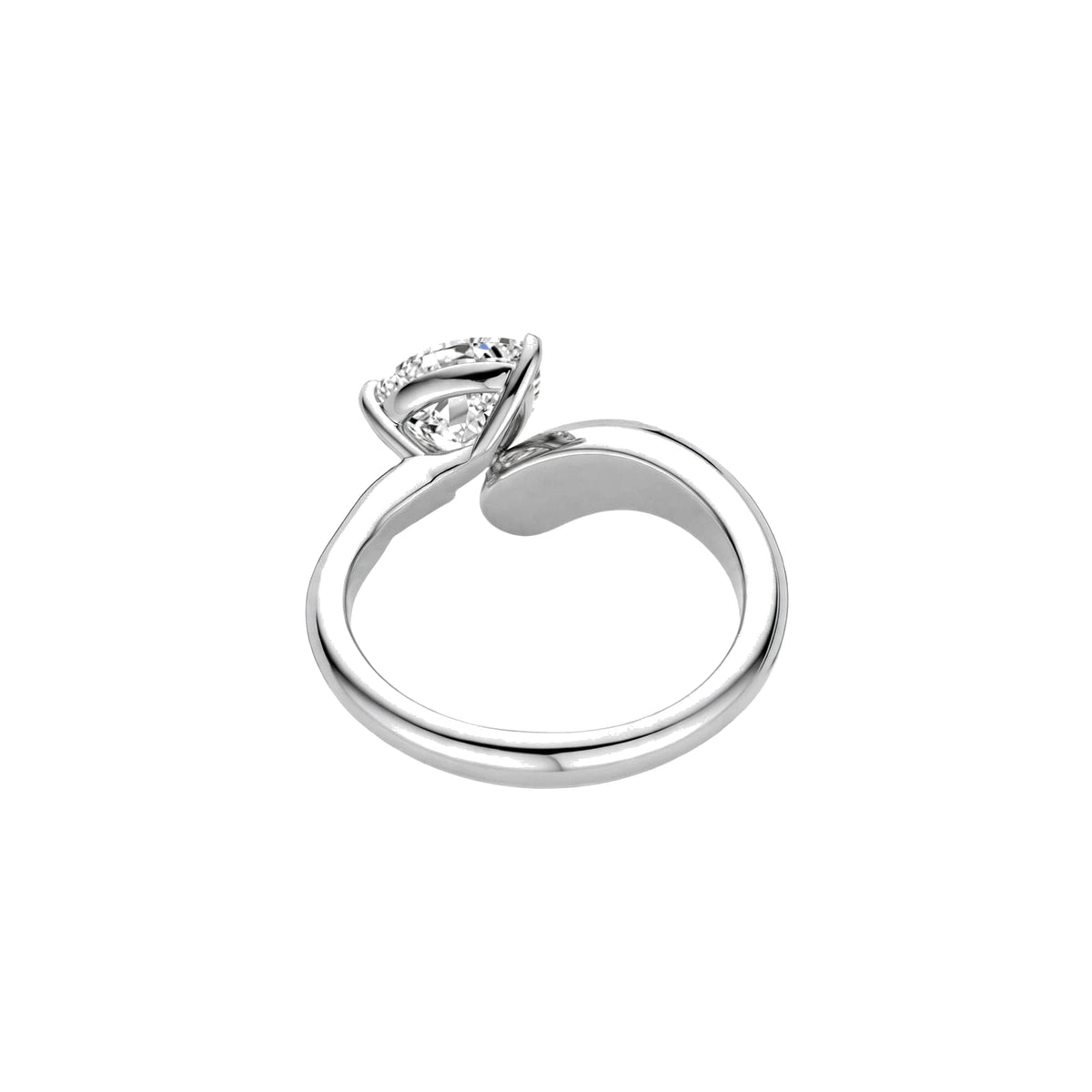 18K Yellow Gold Asymmetric Pear Cut Diamond Engagement Ring.