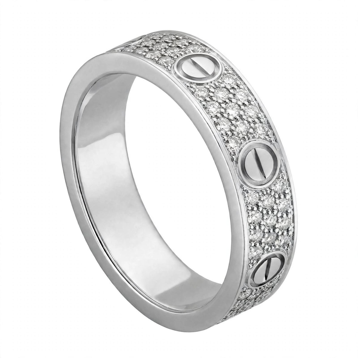 18K Yellow Gold Pavé Diamond Screw Motif Band