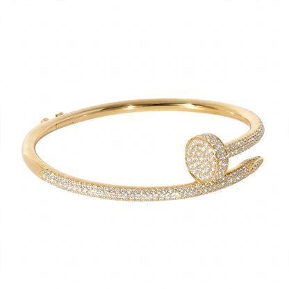 18K Yellow Gold Full Pavé Diamond Nail Cuff Bracelet