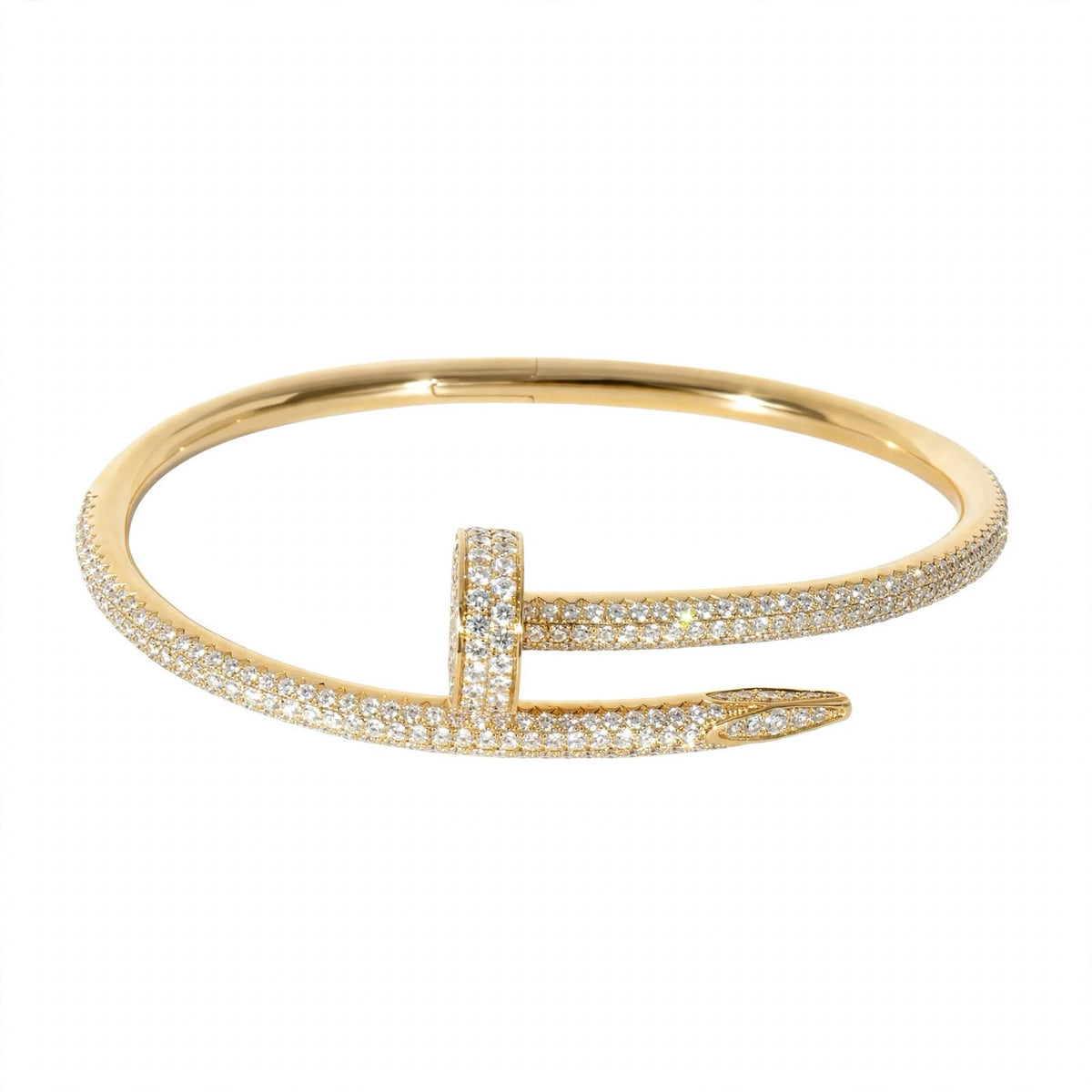 18K Yellow Gold Full Pavé Diamond Nail Cuff Bracelet