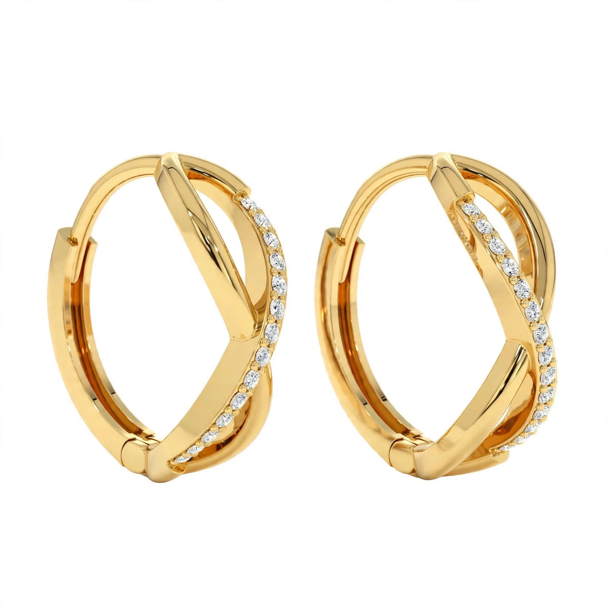 14K Rose Gold Diamond Infinity Huggie Earrings
