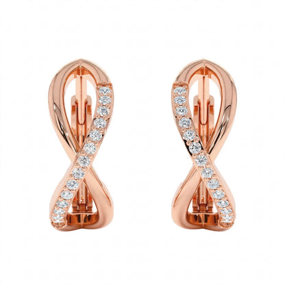 14K Rose Gold Diamond Infinity Huggie Earrings