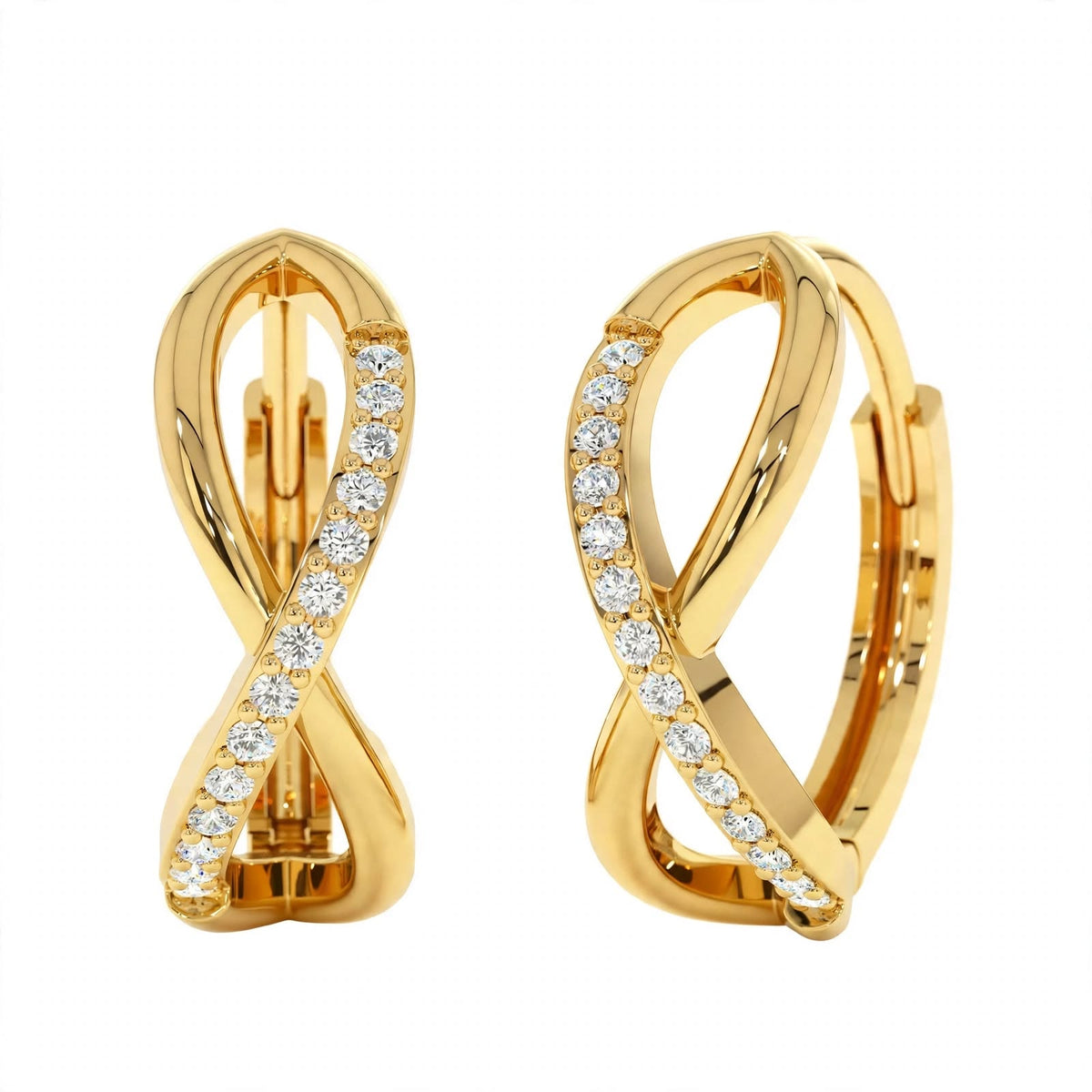 14K Rose Gold Diamond Infinity Huggie Earrings
