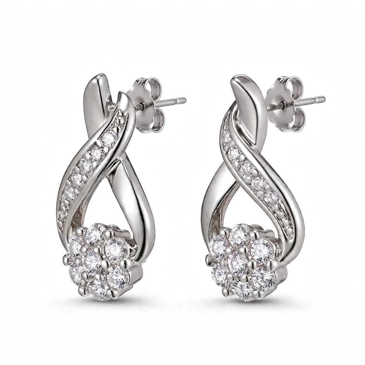 18K Yellow Gold our Gold Infinity Flower Cluster Drop Earrings