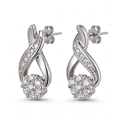 18K Yellow Gold our Gold Infinity Flower Cluster Drop Earrings