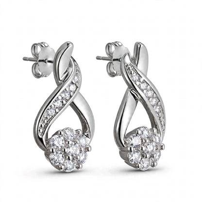 18K Yellow Gold our Gold Infinity Flower Cluster Drop Earrings