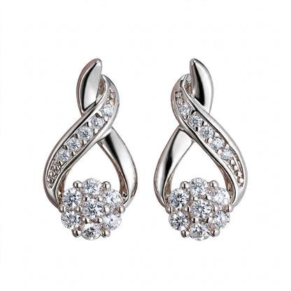18K Yellow Gold our Gold Infinity Flower Cluster Drop Earrings
