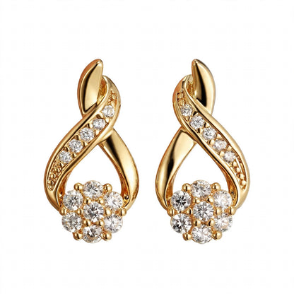 18K Yellow Gold our Gold Infinity Flower Cluster Drop Earrings