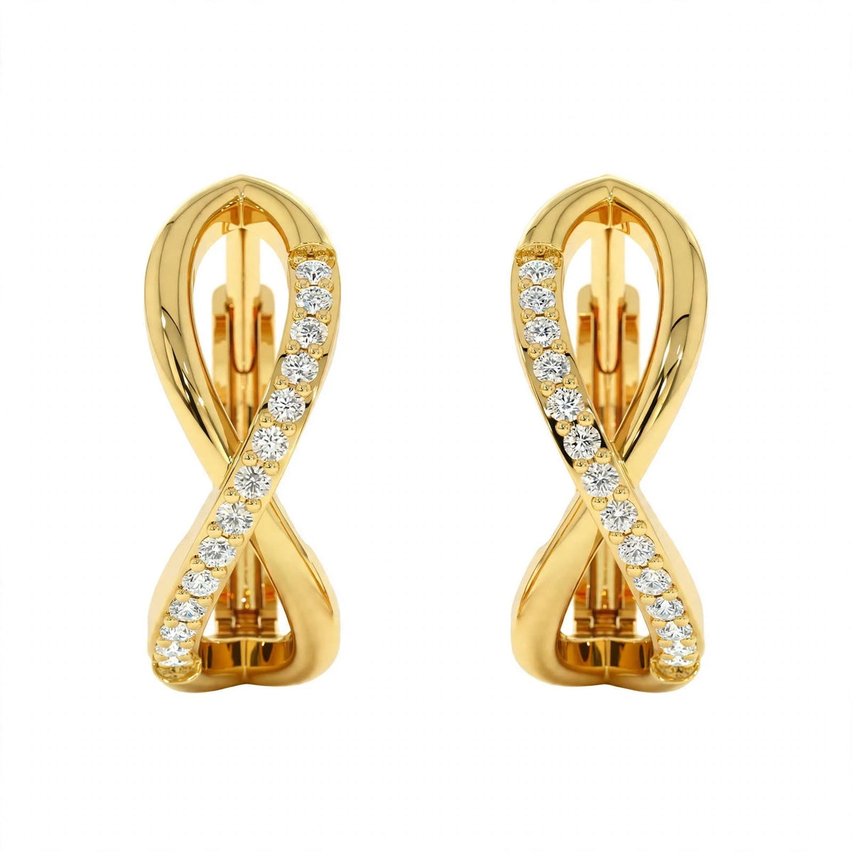 14K Rose Gold Diamond Infinity Huggie Earrings
