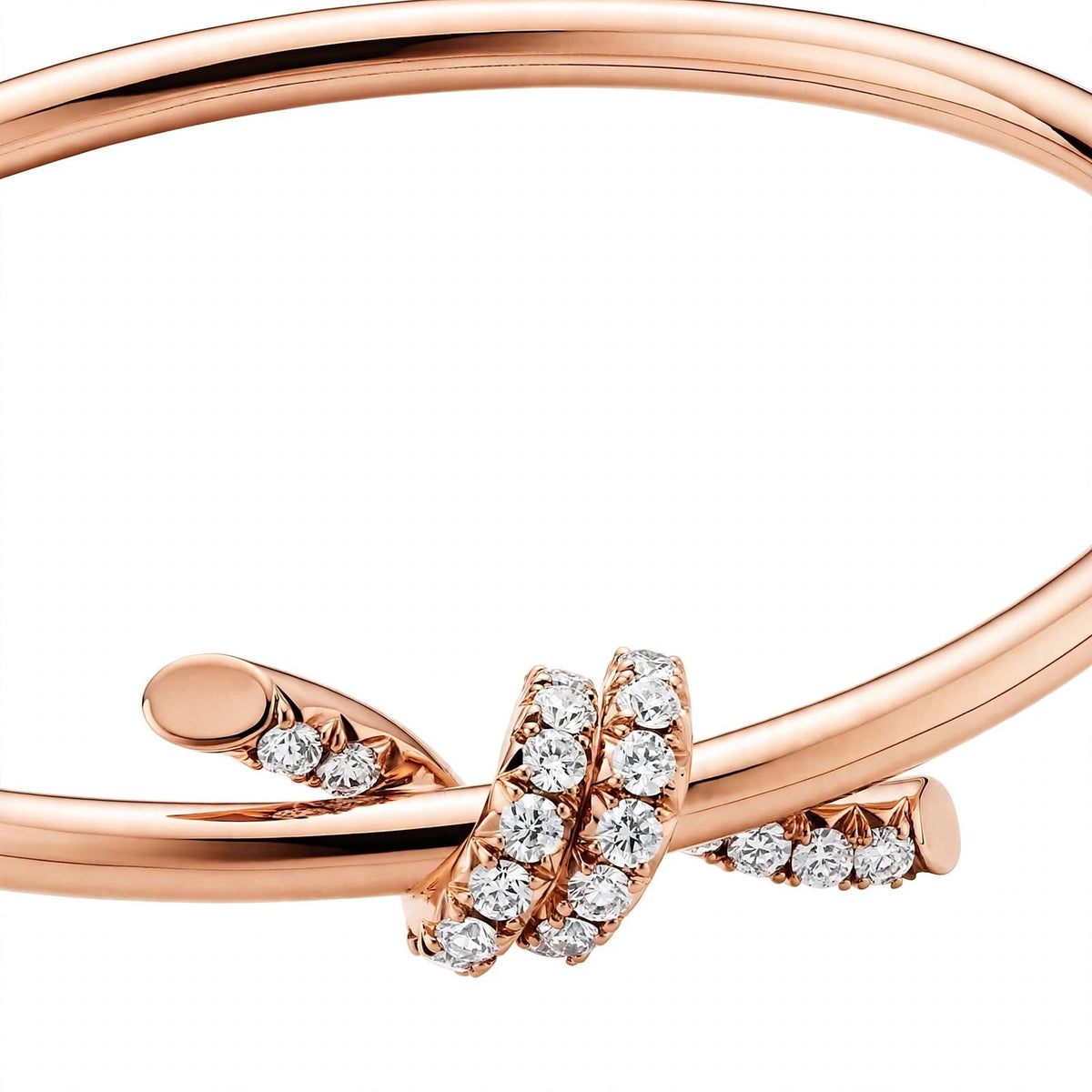 14K Gold Pavé Diamond Love Knot Bangle