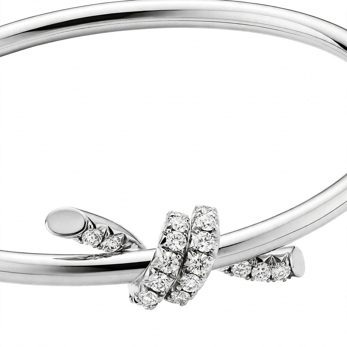 14K Gold Pavé Diamond Love Knot Bangle