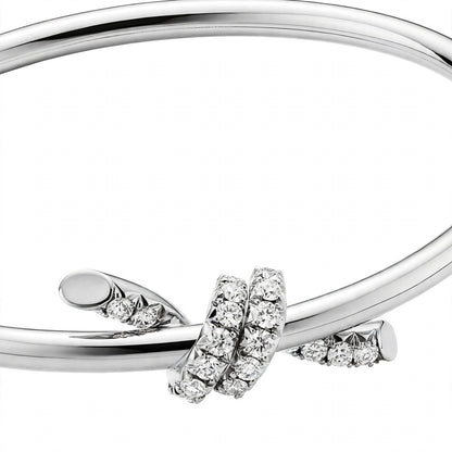14K Gold Pavé Diamond Love Knot Bangle
