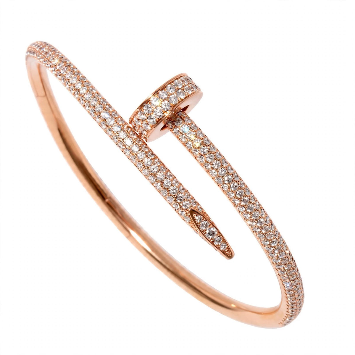 18K Yellow Gold Full Pavé Diamond Nail Cuff Bracelet