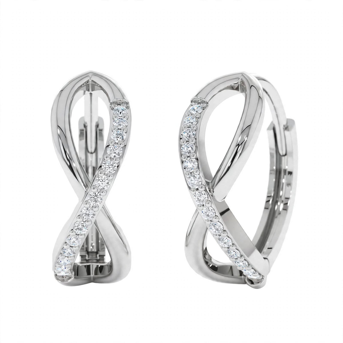 14K Rose Gold Diamond Infinity Huggie Earrings