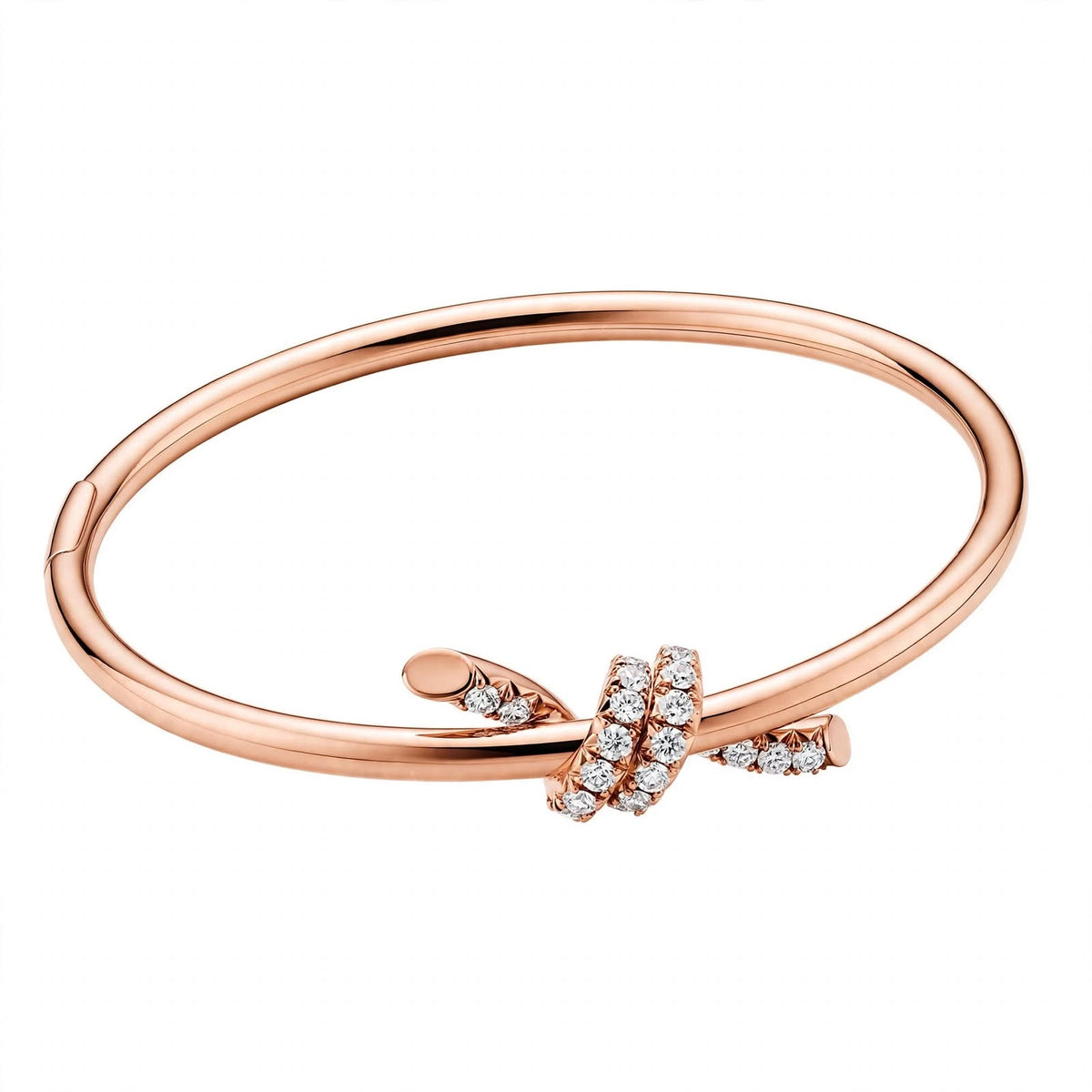 14K Gold Pavé Diamond Love Knot Bangle