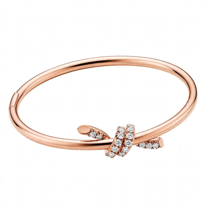 14K Gold Pavé Diamond Love Knot Bangle