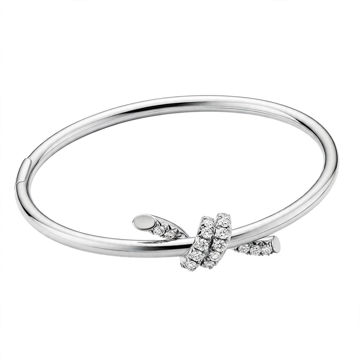 14K Gold Pavé Diamond Love Knot Bangle