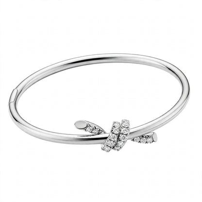 14K Gold Pavé Diamond Love Knot Bangle