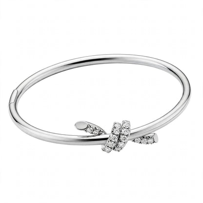 14K Gold Pavé Diamond Love Knot Bangle