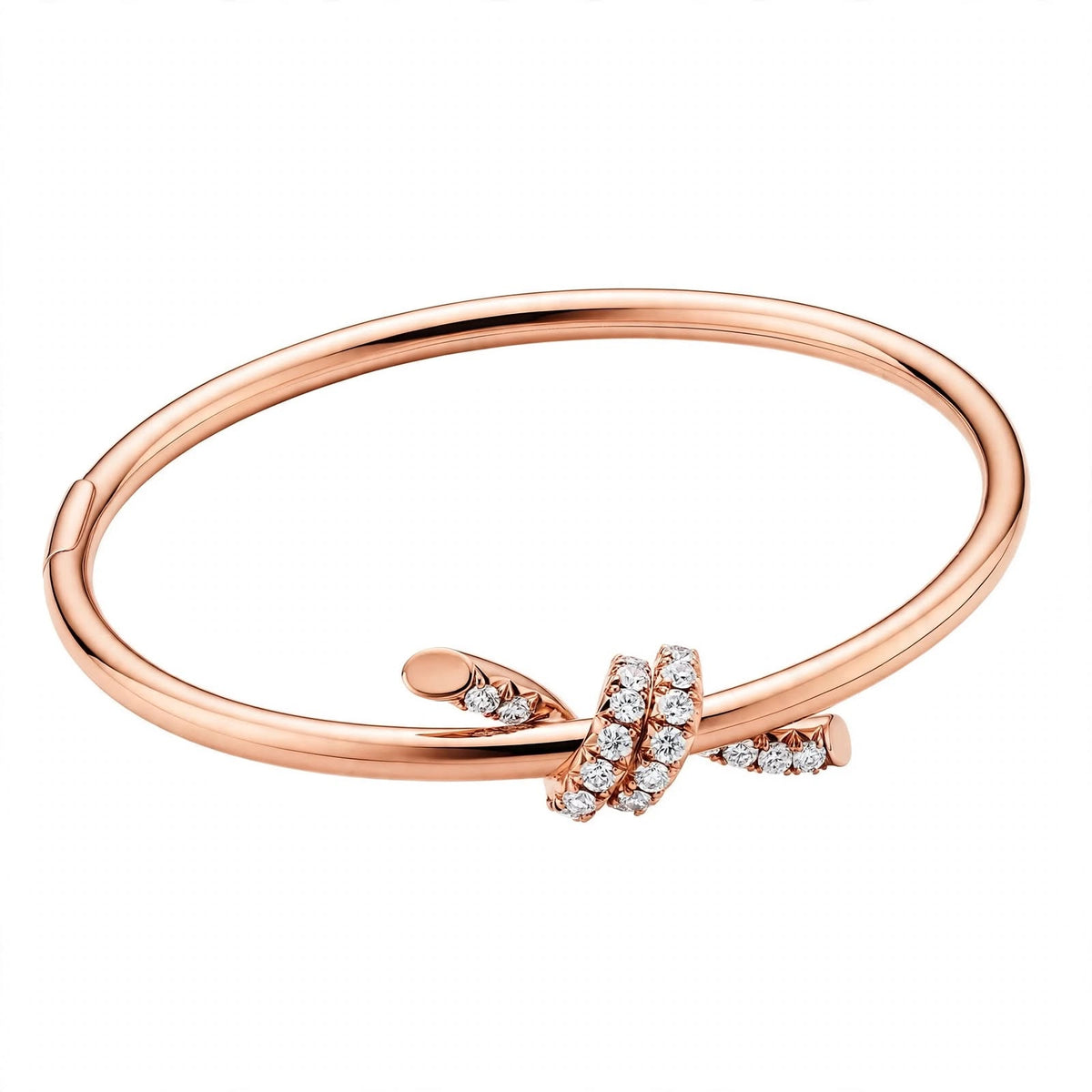 14K Gold Pavé Diamond Love Knot Bangle