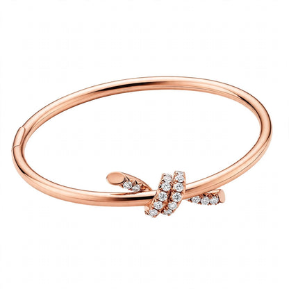 14K Gold Pavé Diamond Love Knot Bangle