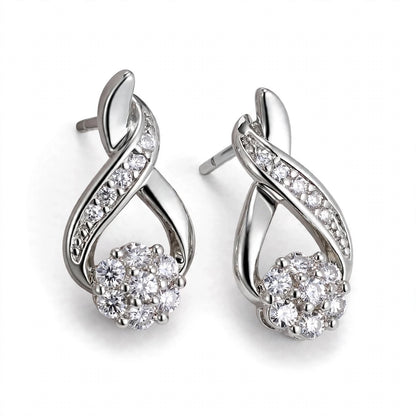 18K Yellow Gold our Gold Infinity Flower Cluster Drop Earrings