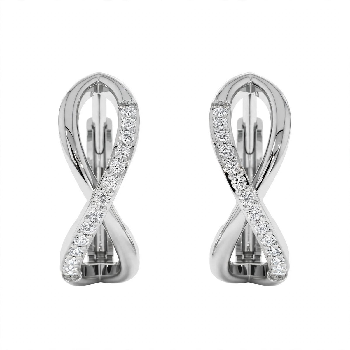 14K Rose Gold Diamond Infinity Huggie Earrings