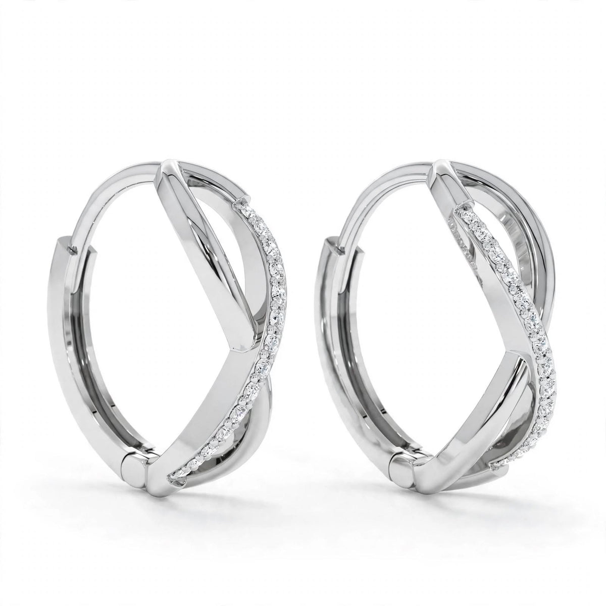 14K Rose Gold Diamond Infinity Huggie Earrings