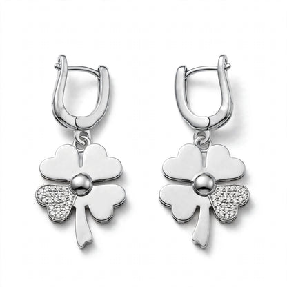18K Yellow Gold Four-Leaf Clover Drop Earrings