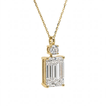 14K White Gold Emerald Cut Diamond Pendant Necklace