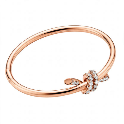 14K Gold Pavé Diamond Love Knot Bangle