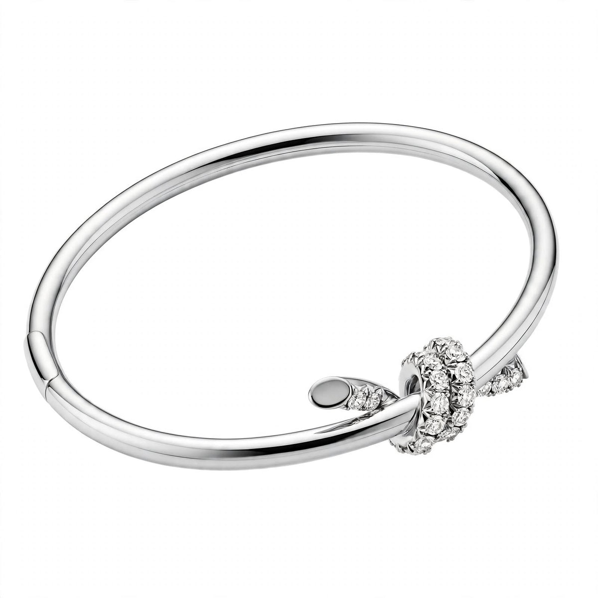 14K Gold Pavé Diamond Love Knot Bangle