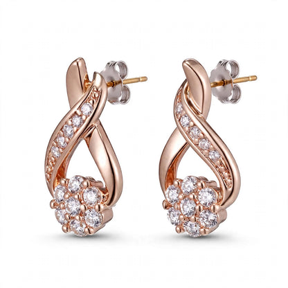 18K Yellow Gold our Gold Infinity Flower Cluster Drop Earrings