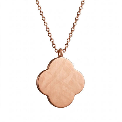 14K Gold Guilloché Clover Pendant Necklace with Diamond Halo