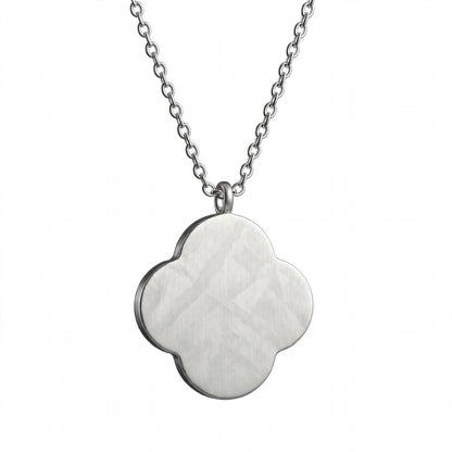 14K Gold Guilloché Clover Pendant Necklace with Diamond Halo